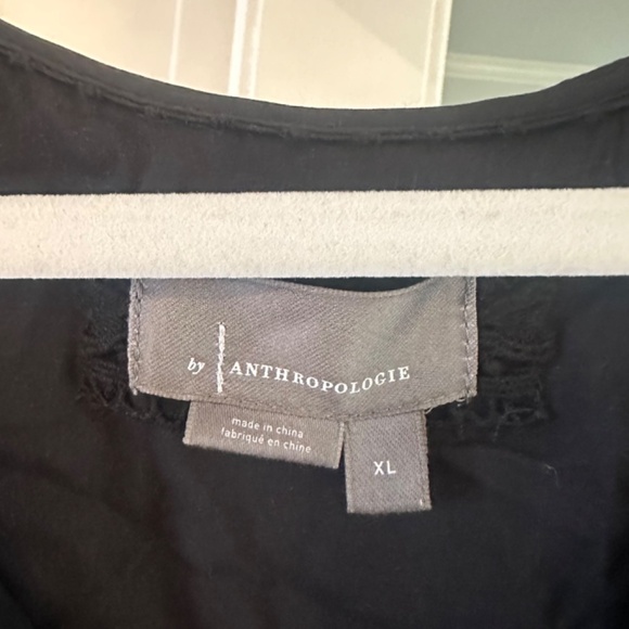 By Anthropologie Tiered Ruffled Mini Dress black Long Sleeve XL Satin $160 - Picture 10 of 10